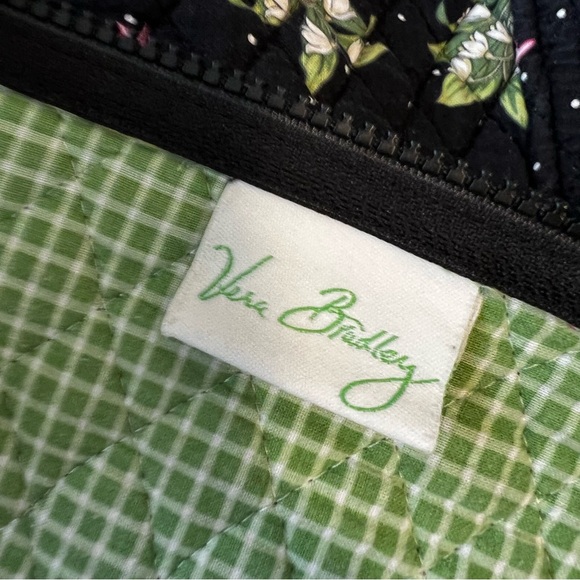 VERA BRADLEY New Hope 2004 Large Duffle Bag Zip Top Black Pink Floral Bows Y2K - Picture 12 of 14